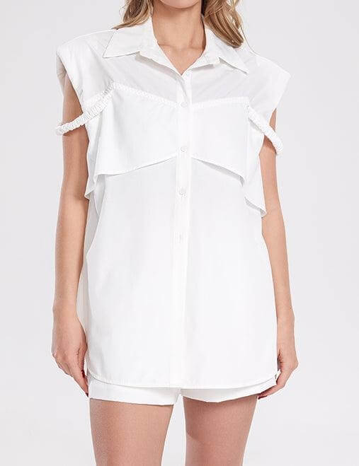 Sleevesless Botton Shirts Shorts Sets