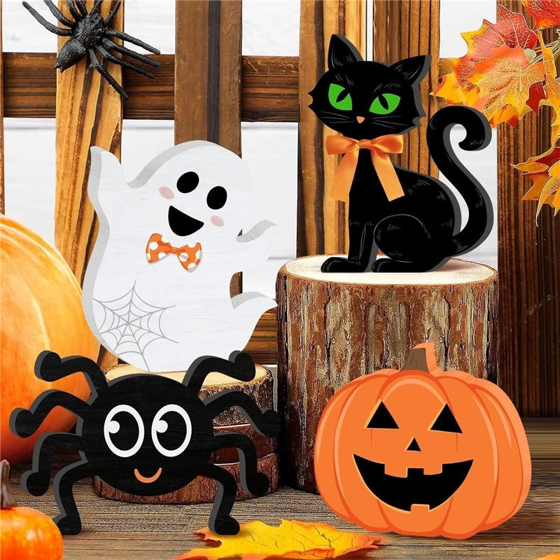 Wooden Halloween Ghost Ornament