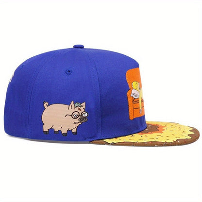Donut Cutout Embroidered Flat Brim Baseball Cap Unisex Sun Hat