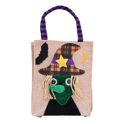 Cute Cartoon Patchwork Linen Candy Gift Bag Halloween Decoration