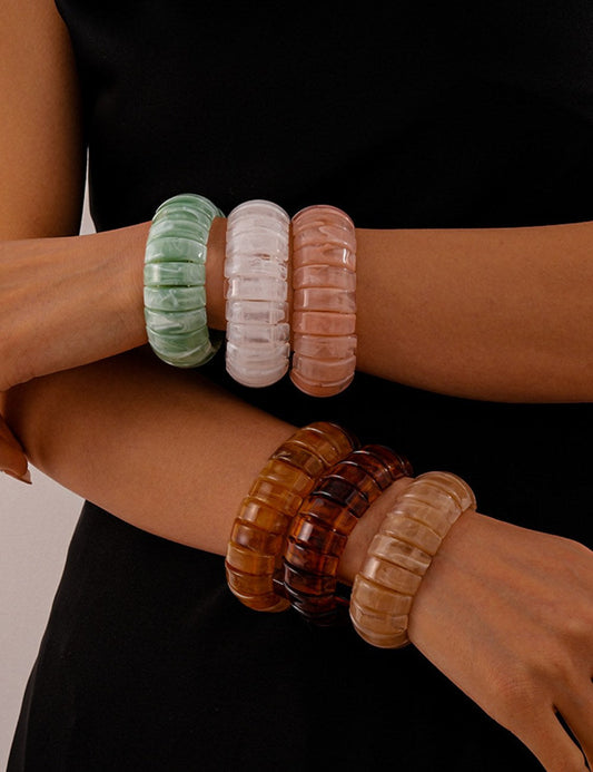 Vintage Color Block Splicing Acrylic Bracelets
