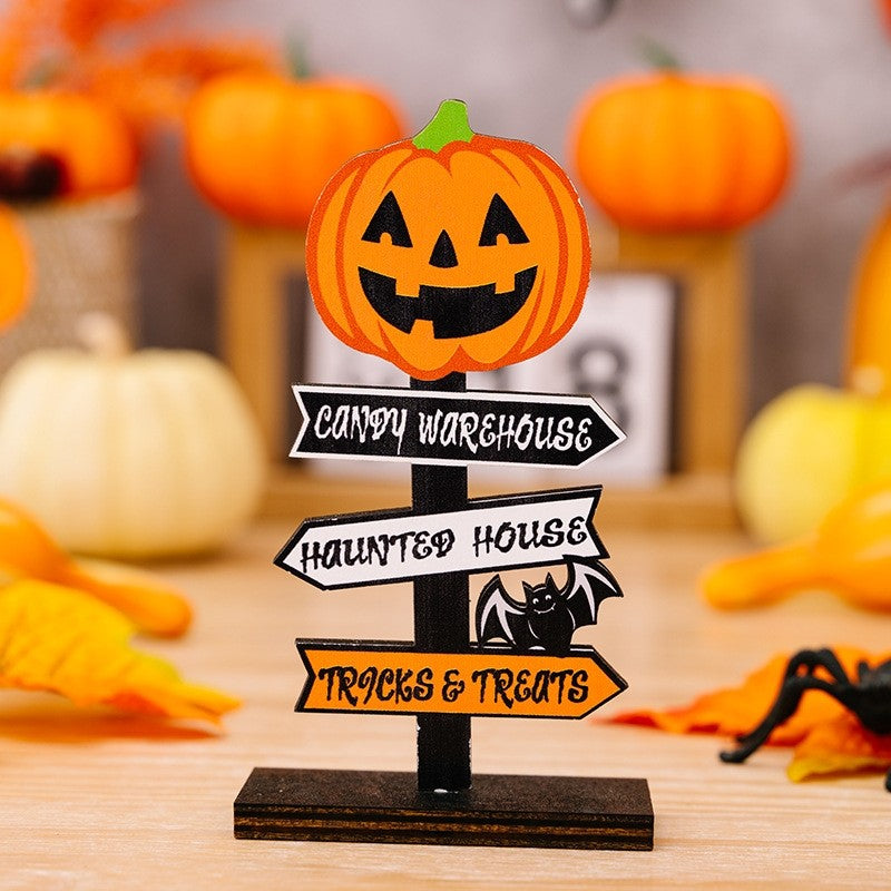 Halloween Pumpkin Letter Ghost Wooden Decoration