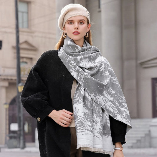 Jacquard Fringed Cashmere-Like Scarf