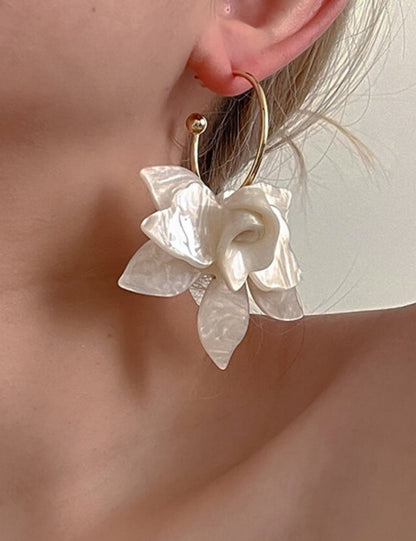Vintage Large Flower Petal Dangle Earrings