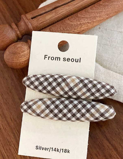 Simple Color Block Plaid Hair Clip