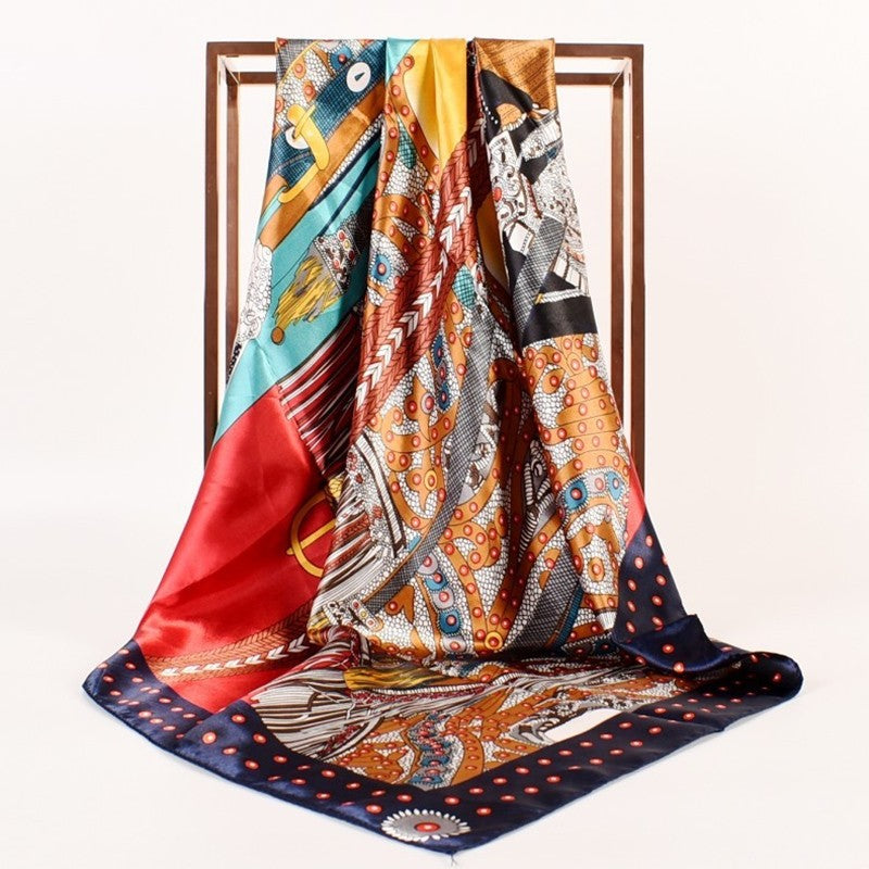Fashion Printed Square Satin Head Scarf