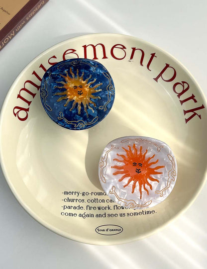 Sun Flower Round Acetate Claw Clip