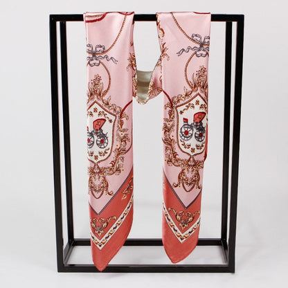 Vintage Elegant Geometric Pattern Silk Scarf