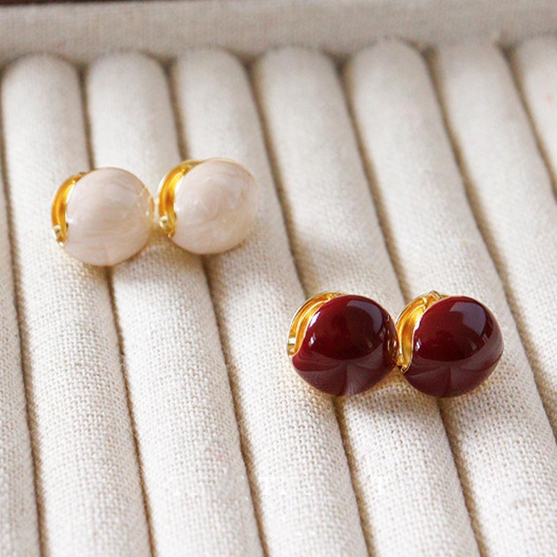 Luxury Round Drip Glaze Stud Earrings