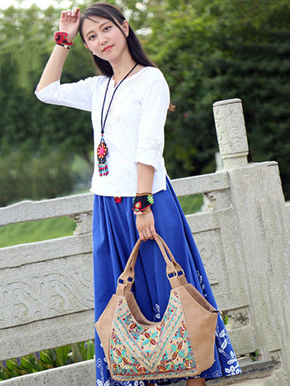 Retro Emboridered Tote Bag