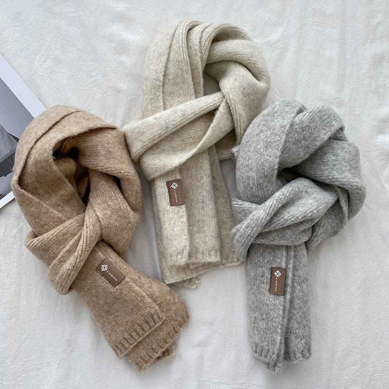 Solid Color Knitted Woolen Scarf