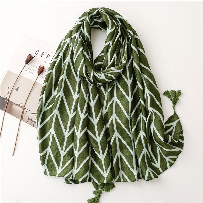 Simple Fashion Tropical Plant Leaf Scarf