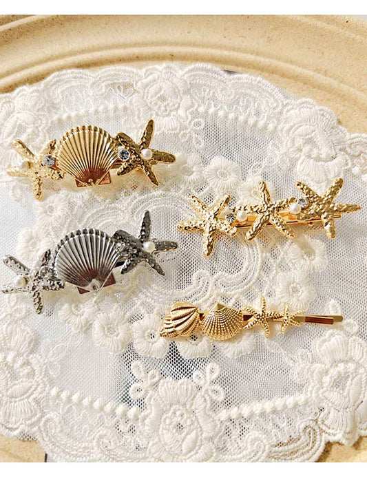 Trendy Pearl Starfish Rhinestone Hair Claw