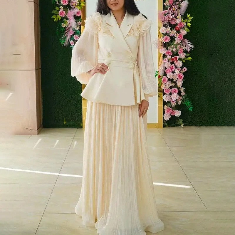 Fashion Luxury Two Piece Dress Floral Mesh