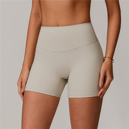 Solid Color High Waist Tummy Control Workout Shorts