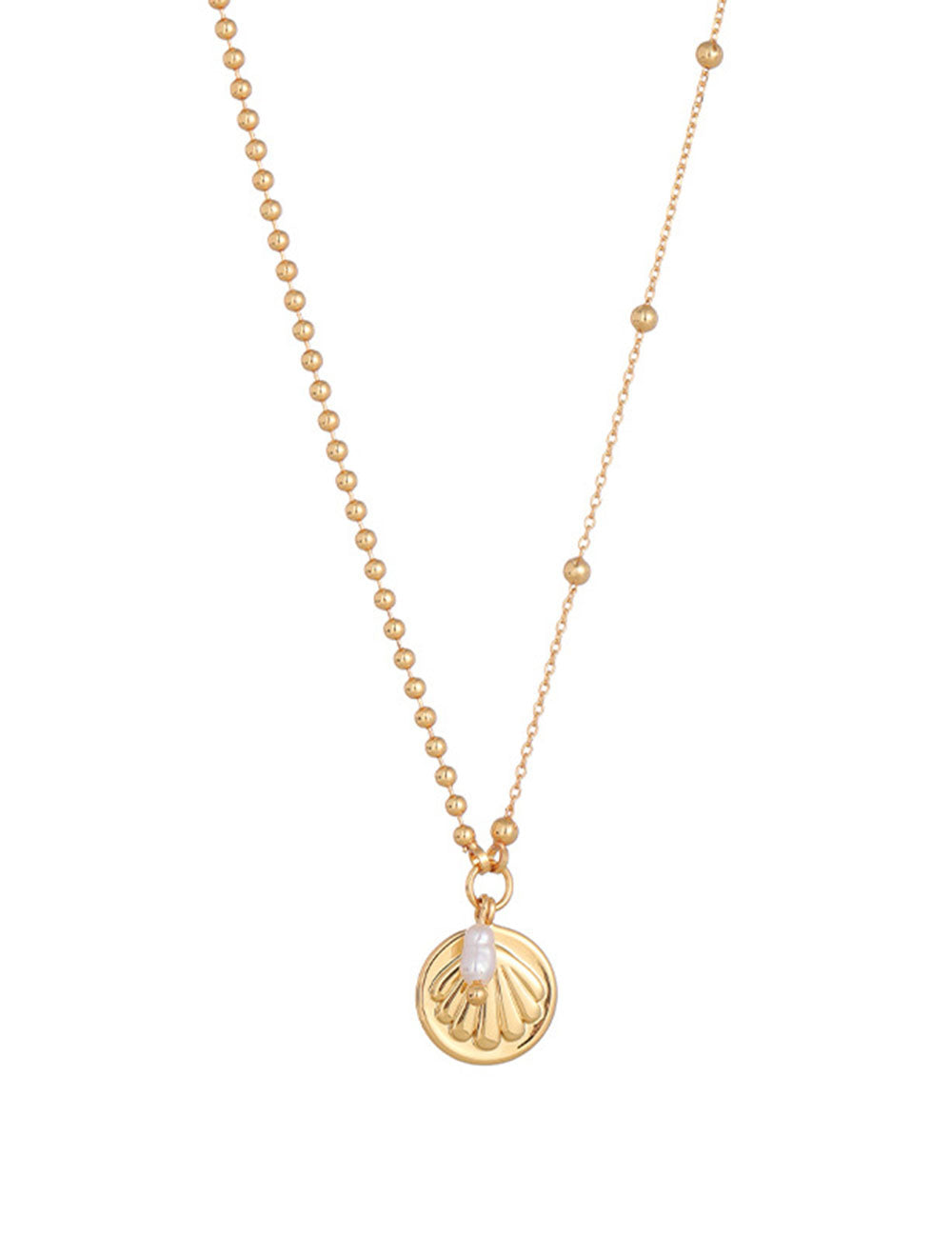 Gold Plated Shell Bead Pendant Necklace