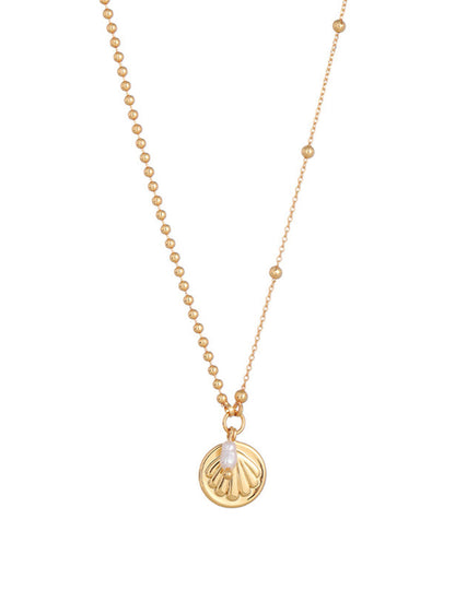 Gold Plated Shell Bead Pendant Necklace