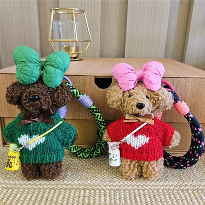 Cute Teddy Bear Keychain With Water Bottle Holder