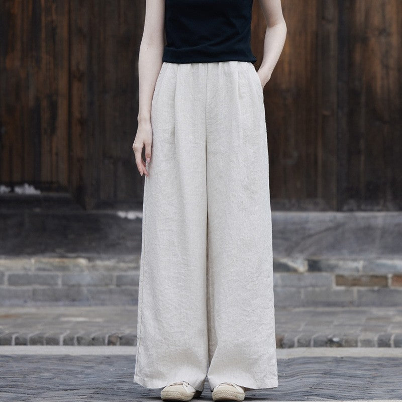 Lightweight Solid Color Casual Wide Leg Pants