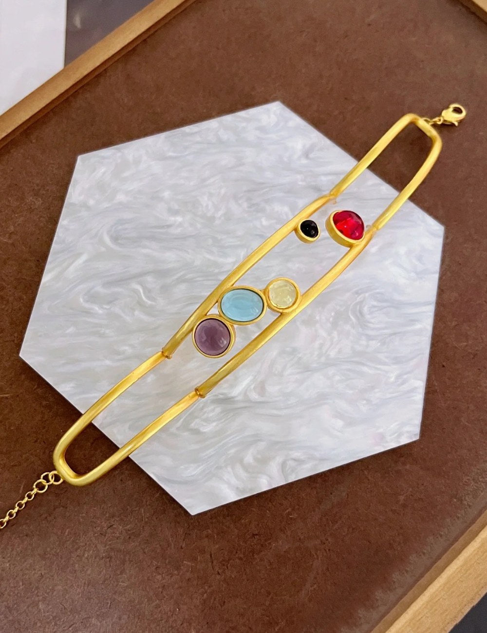 Colorful Gemstone Hollow Out Bracelets