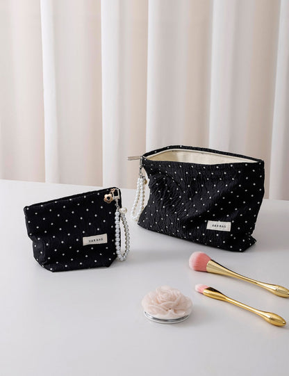 Polka Dot Color Block Simple Cosmetic Bag