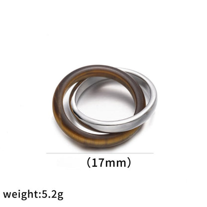 Layered Natural Stone Metal Rings