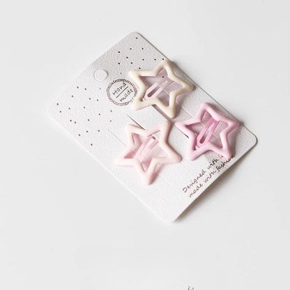 Pink Simple Star Love Hair Clips