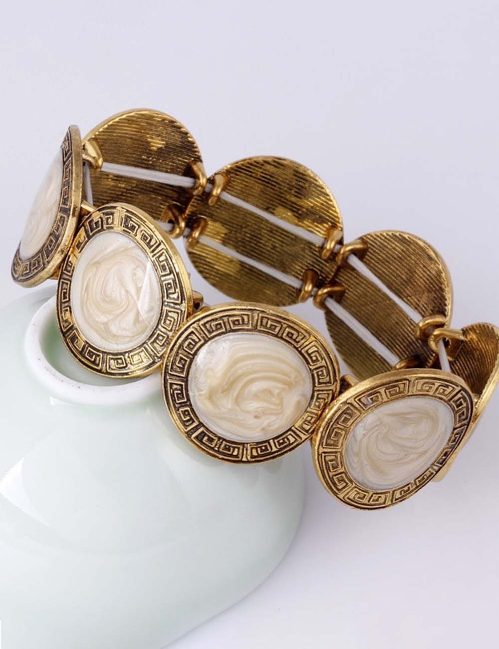 Retro Enamel Round Stretch Bangle Bracelet