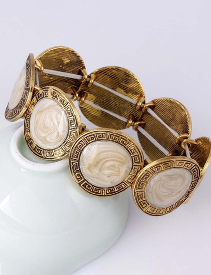 Retro Enamel Round Stretch Bangle Bracelet