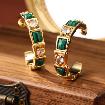 Vintage Flower Enamel Heart Drop Earrings