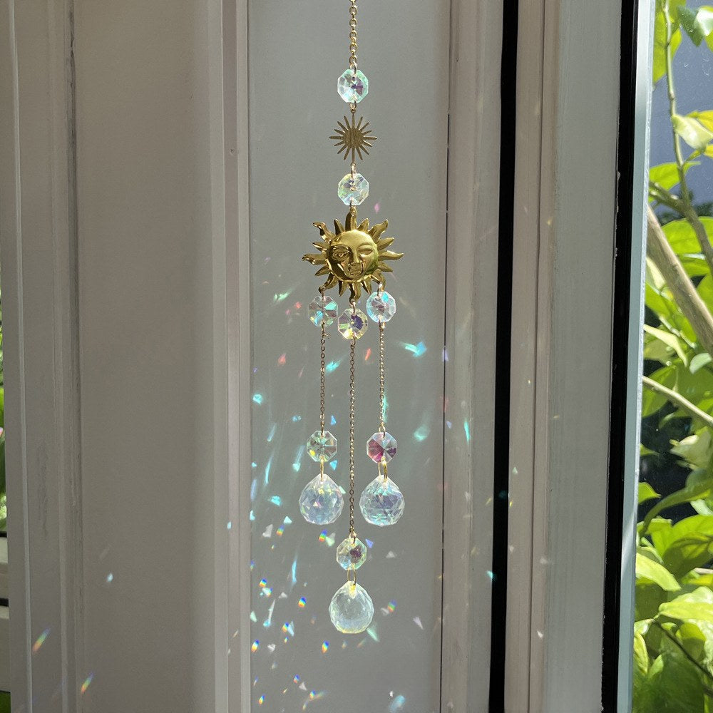 Metal Sun Moon Crystal Home Hangings
