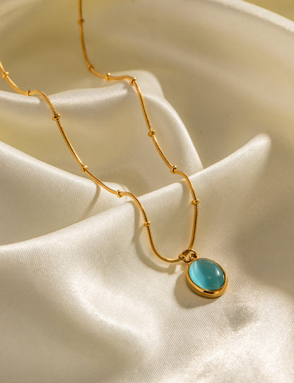 Vintage Blue Stone Pendant Necklace