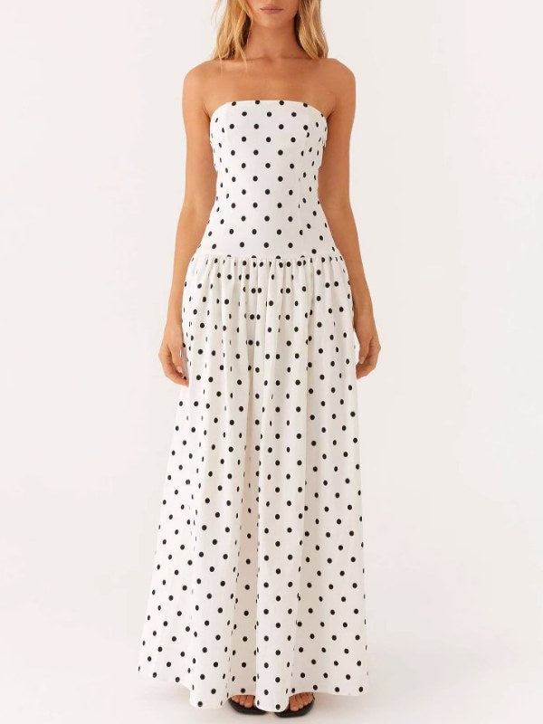 Print Strapless Sexy Maxi Dress
