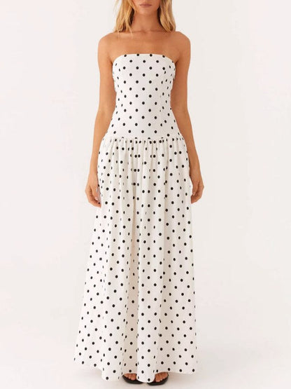 Print Strapless Sexy Maxi Dress