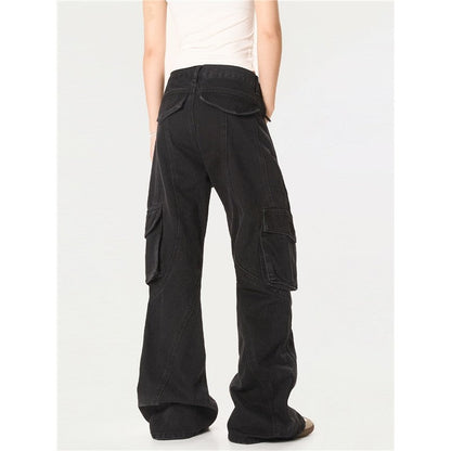 Washed Distressed Flared Skinny Jeans