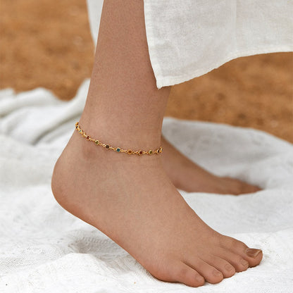Colorful Zircon Simple Chain Anklets