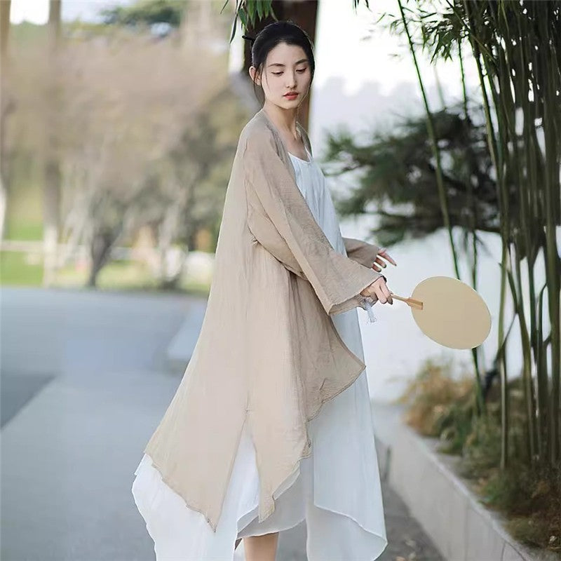 Solid Color Chiffon Long Sleeve Cardigan