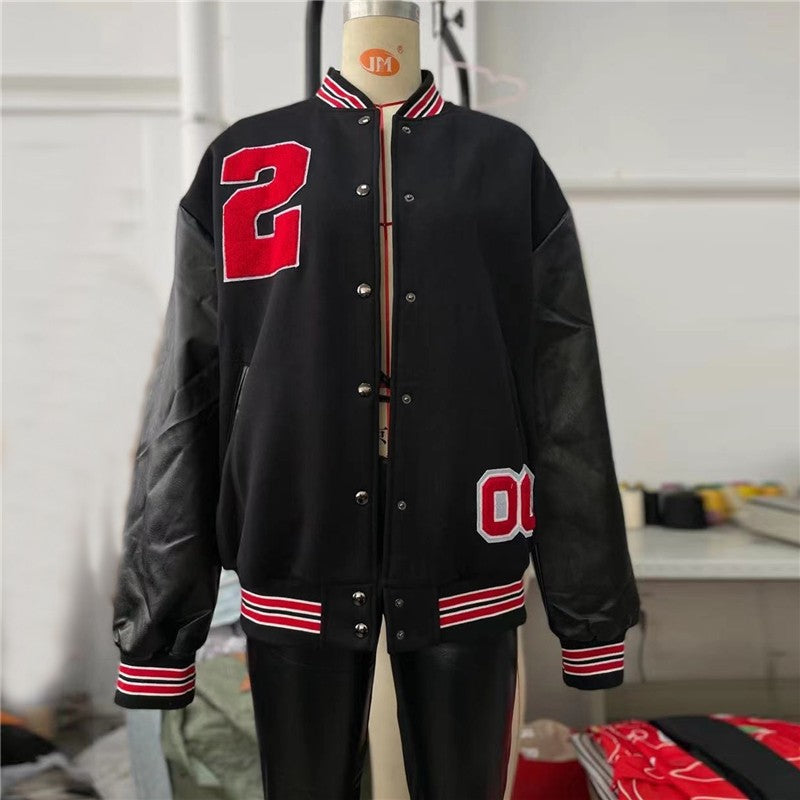 Color Clash Fleece Padded Jacket Coat