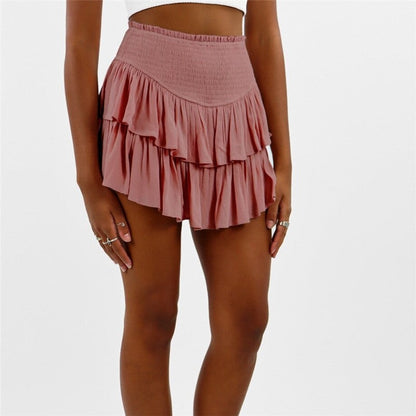 Stylish Solid Color Pleated Mini Skirt