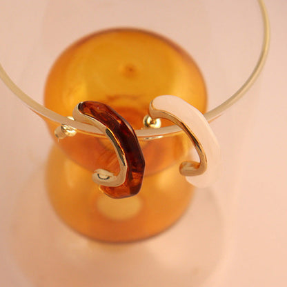 Simple Geometric Resin Open Hoop Earrings