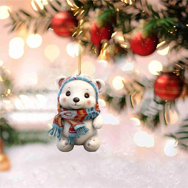 Polar Bear Scarf Acrylic Ornament Christmas Tree