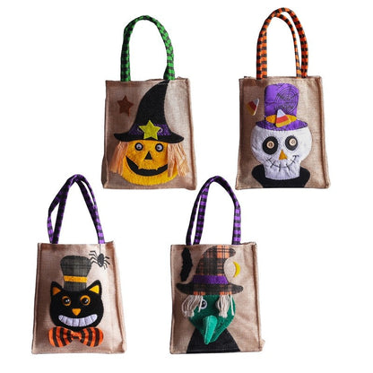 Halloween Linen Pumpkin Tote Kids Candy Bag