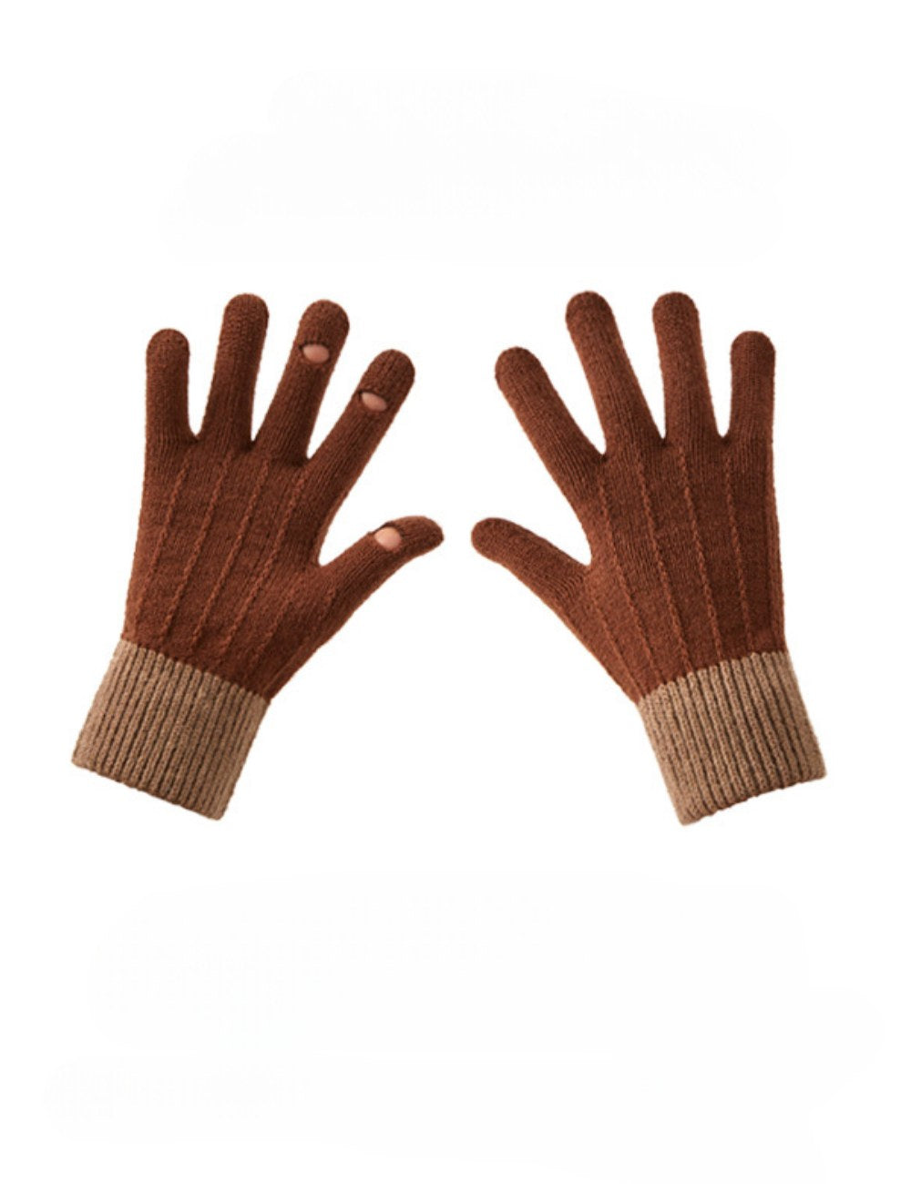 Color Block Splicing Padded Knit Gloves
