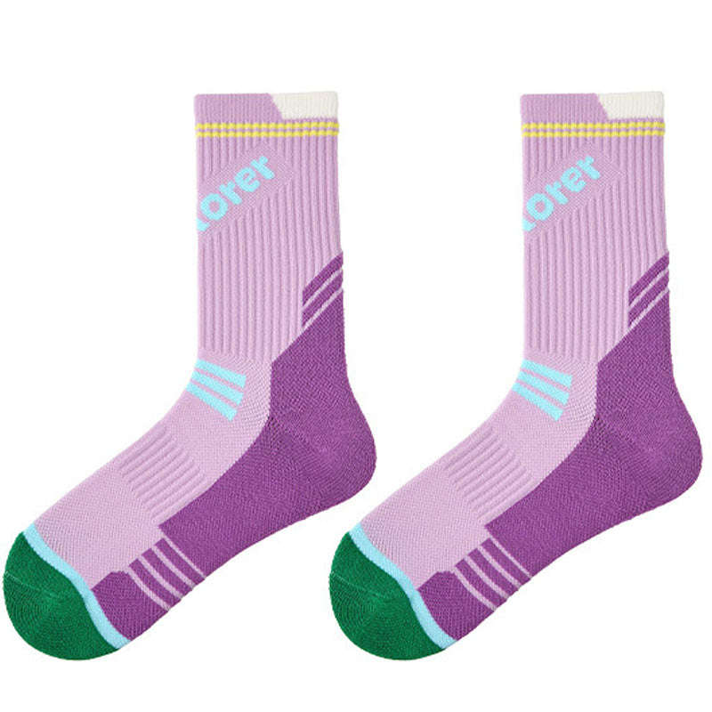 Sports Color Block Breathable Crew Socks