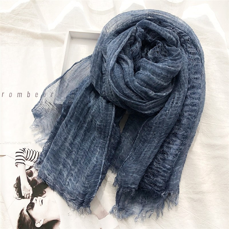 Solid Color Thin Fringed Scarf