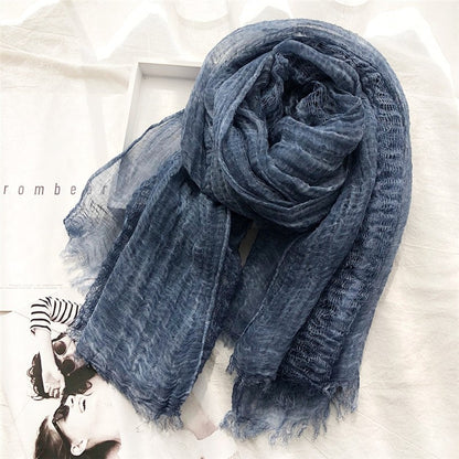 Solid Color Thin Fringed Scarf