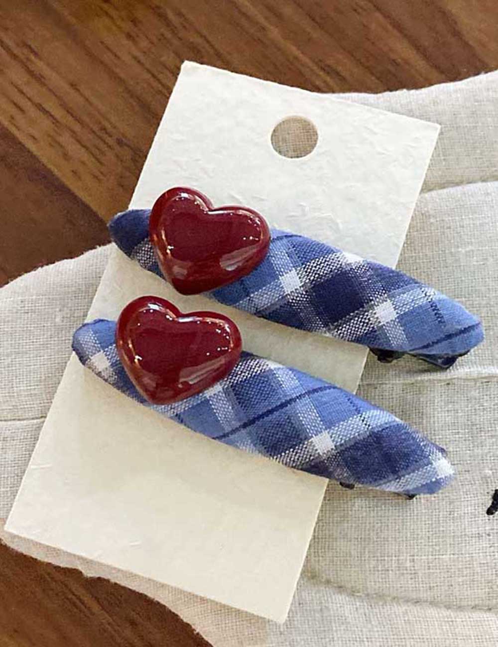 Sweet Color Block Plaid Geometric Hair Clips