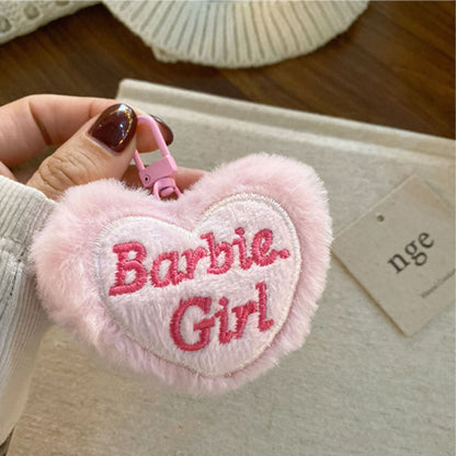 Cute Letter Embroidery Fluffy Heart Bag Charms