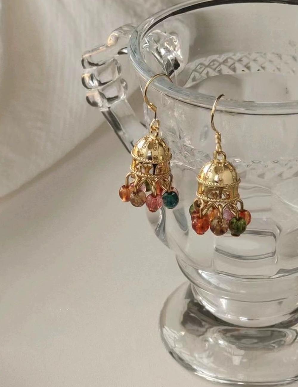Wind Chime Beaded Tassel Drop Earrings
