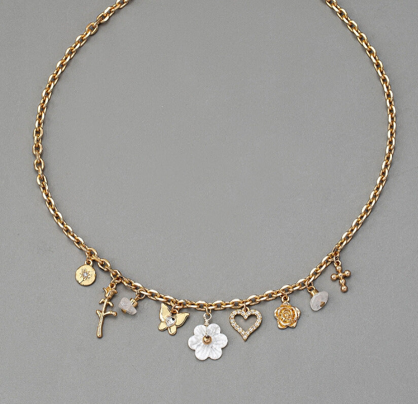 Elegant Flower Pendant Chain Necklace